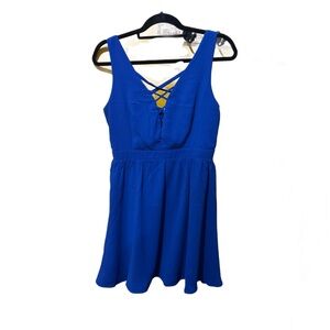 Royal Blue Sleeveless Dress with Crisscross Detail